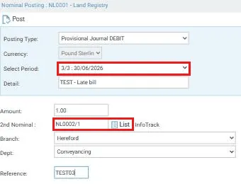 Provisional Journal DEBIT posting window